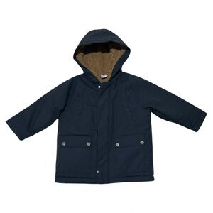 Petit Bateau Sherpa Lined Hooded Coat Kids Size 5 110cm Navy